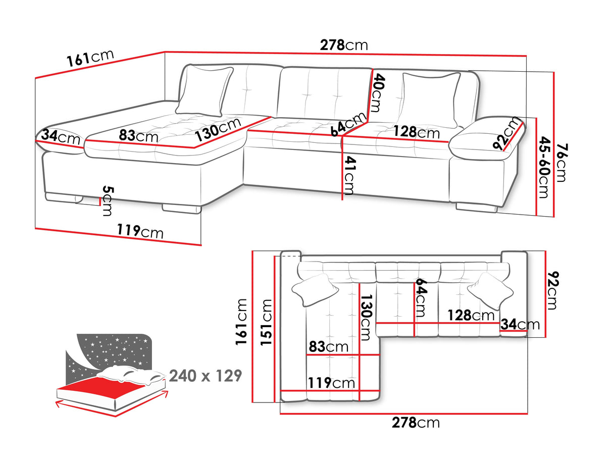 Sarokkanapé Malwi Premium (Laviva Premium), Szín: Maya 07 + Maya 02, Változatok: Jobbos