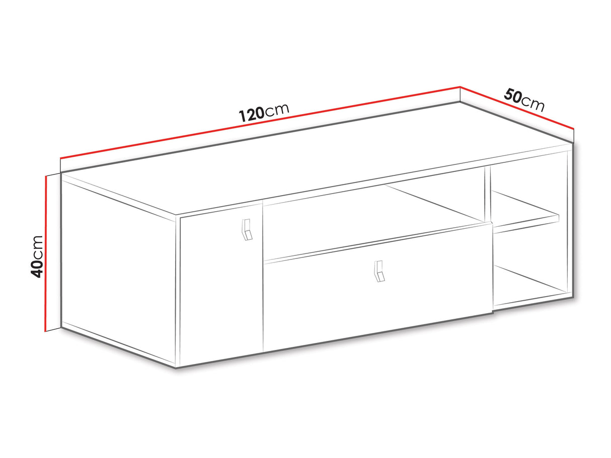 TV-állvány PLANET System 10, Szín: Fehér + Tölgy + Türkiz