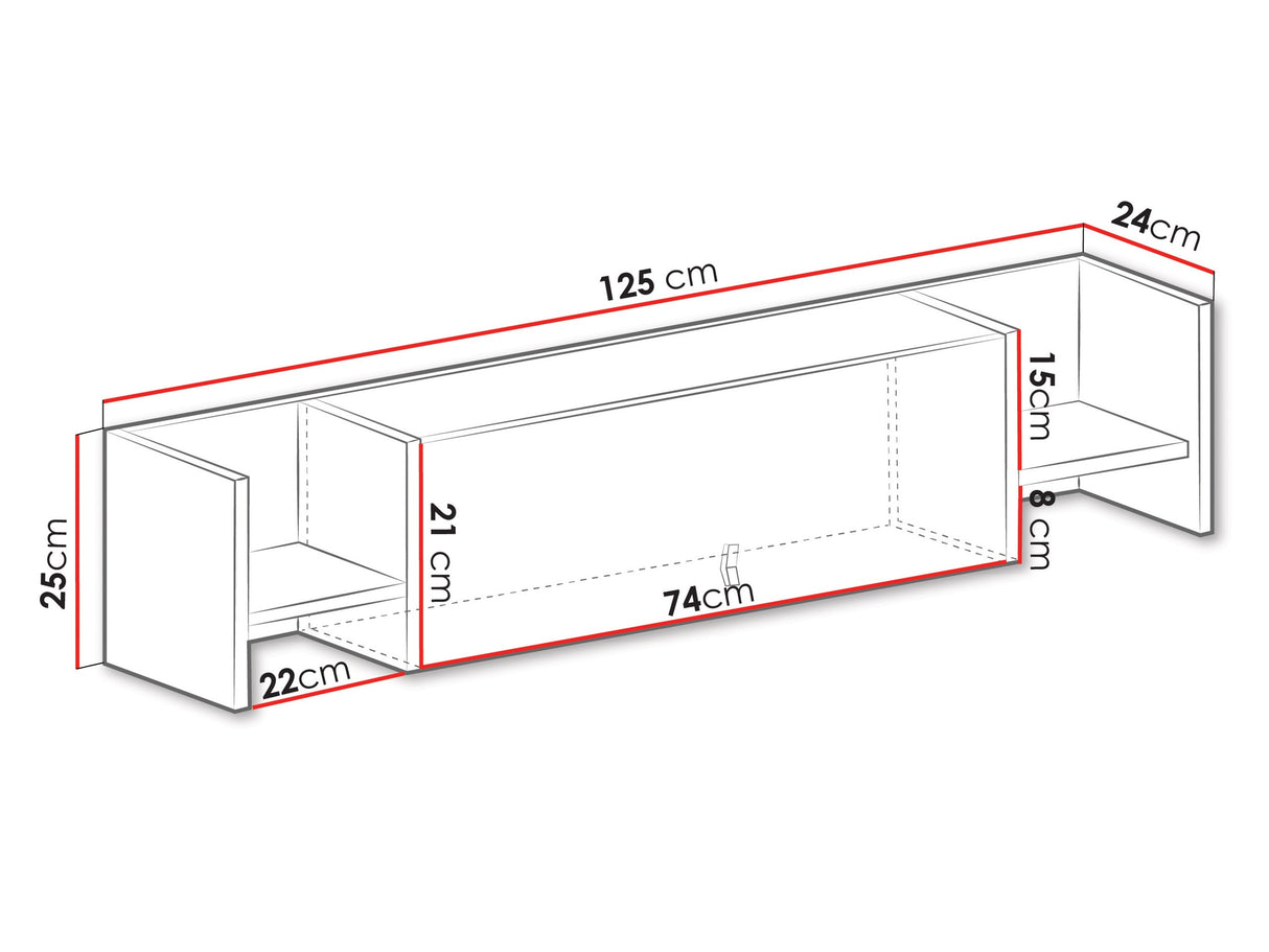 Fali polc PLANET System 12, Szín: Fehér + Tölgy + Türkiz
