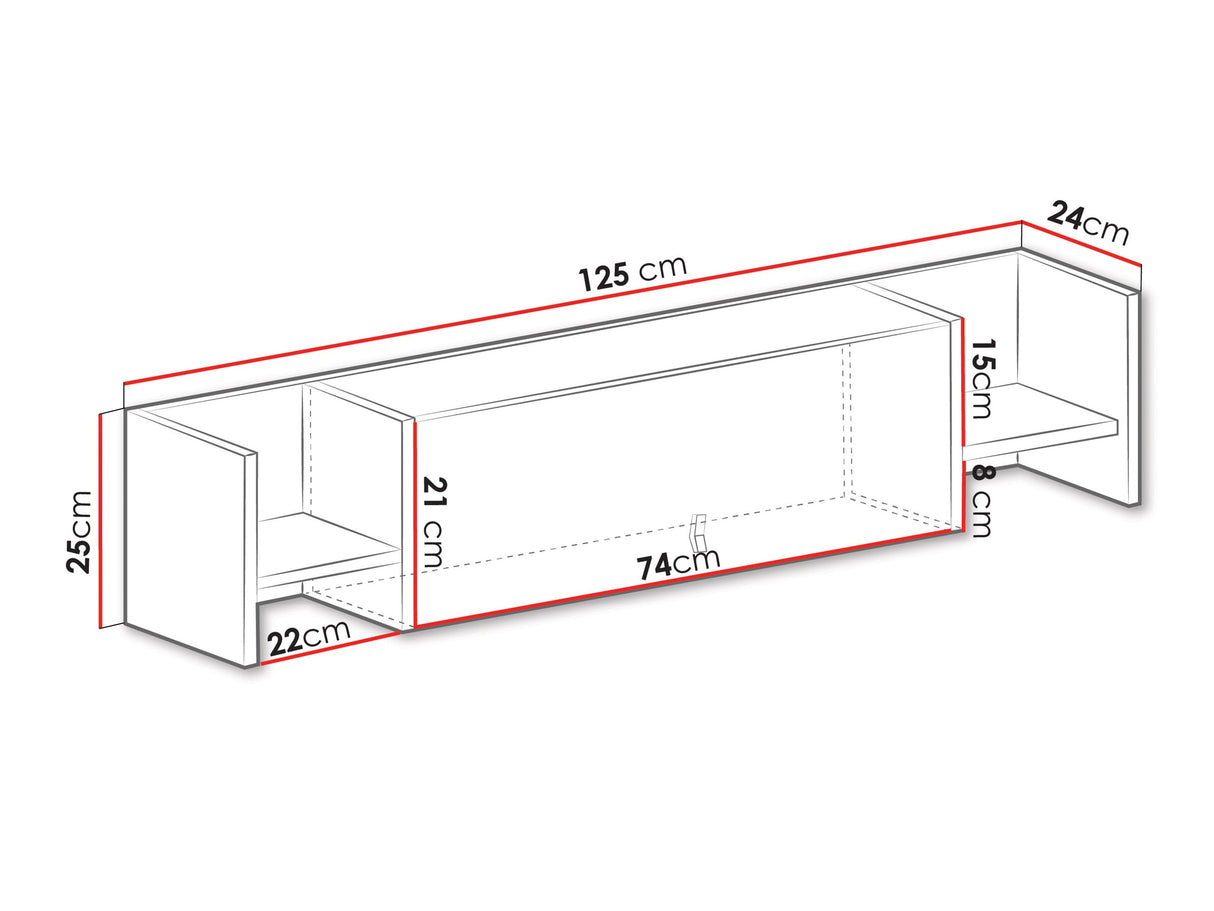Fali polc PLANET System 12, Szín: Fekete + Tölgy + Bézs