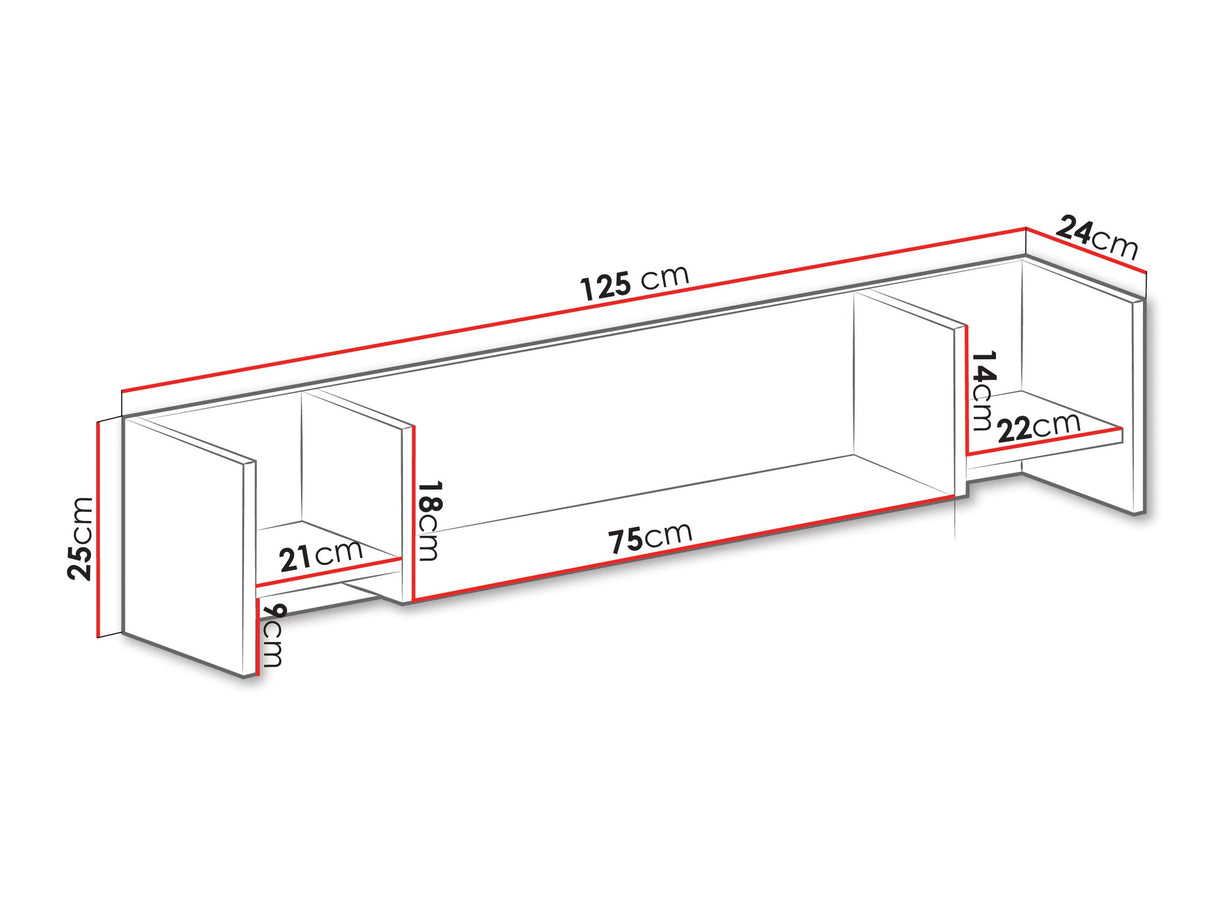 Fali polc PLANET System 13, Szín: Fehér + Tölgy + Türkiz