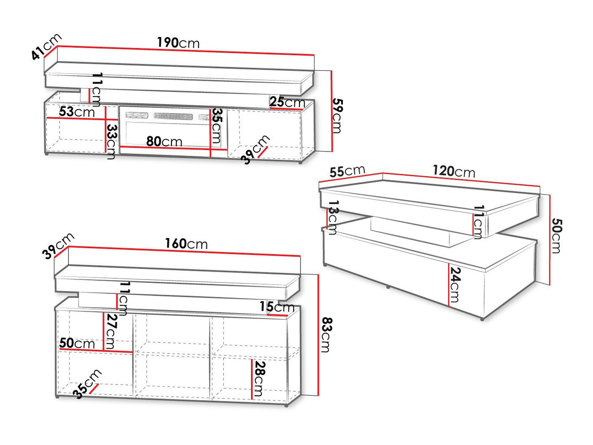 Nappali szett GLOSSA II, Szín: Fehér + Fényes fehér 4333742