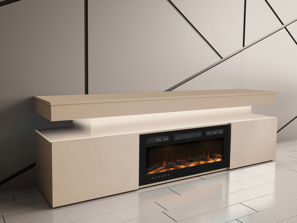 TV-állvány Szafka RTV EF 2D GLOSSA + LED + (Lestirola), Szín: Világosbarna 4333791