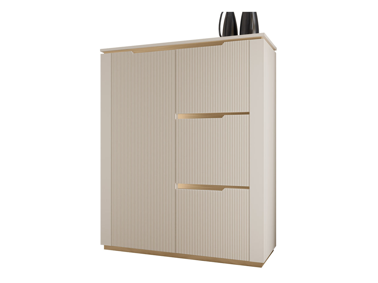 Komód 4D HILAFIN Beż Piaskowy + Złoty