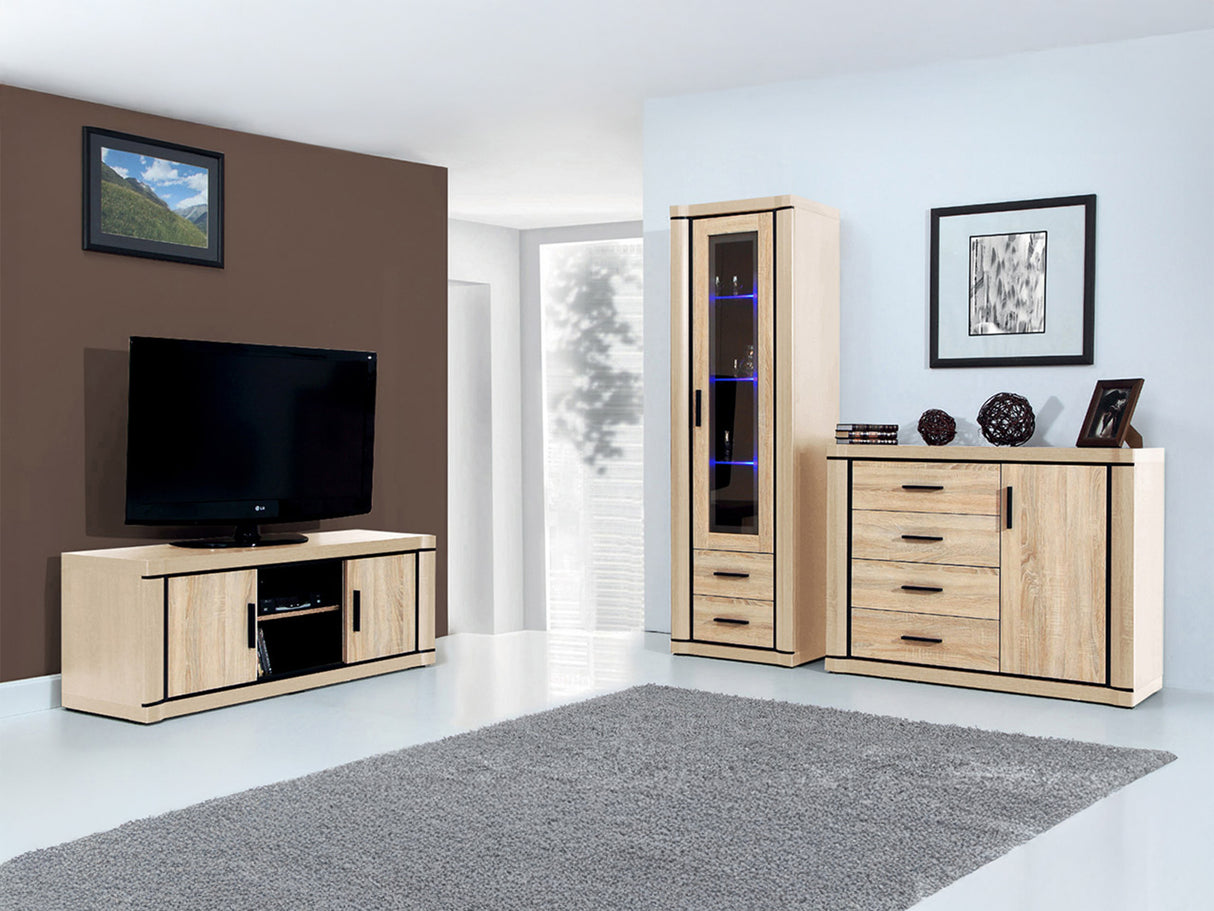 Könyvespolc Dallas D16 (Xavier), Szín: Sonoma tölgy, Led világítás: Igen 4338294