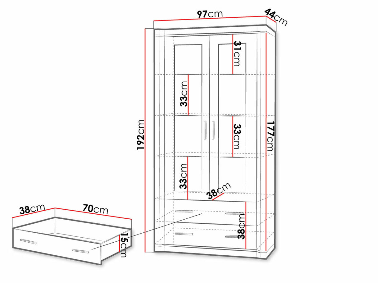 Könyvespolc Dallas D17 (Xavier), Szín: Sonoma tölgy, Led világítás: Nem 4338309
