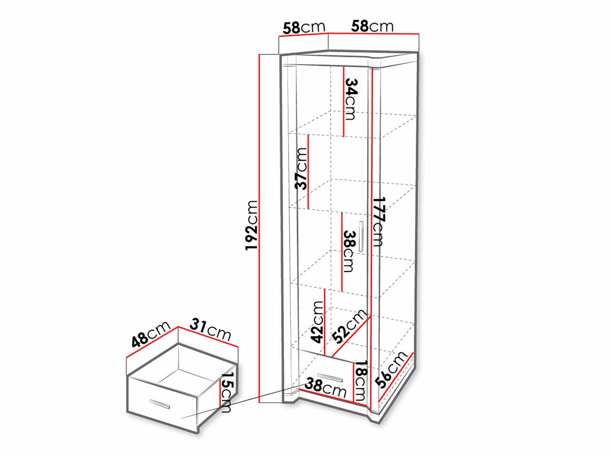 Gardróbszekrény Dallas D19 (Xavier), Szín: Sonoma tölgy, Könyvespolcok: Igen 4338340