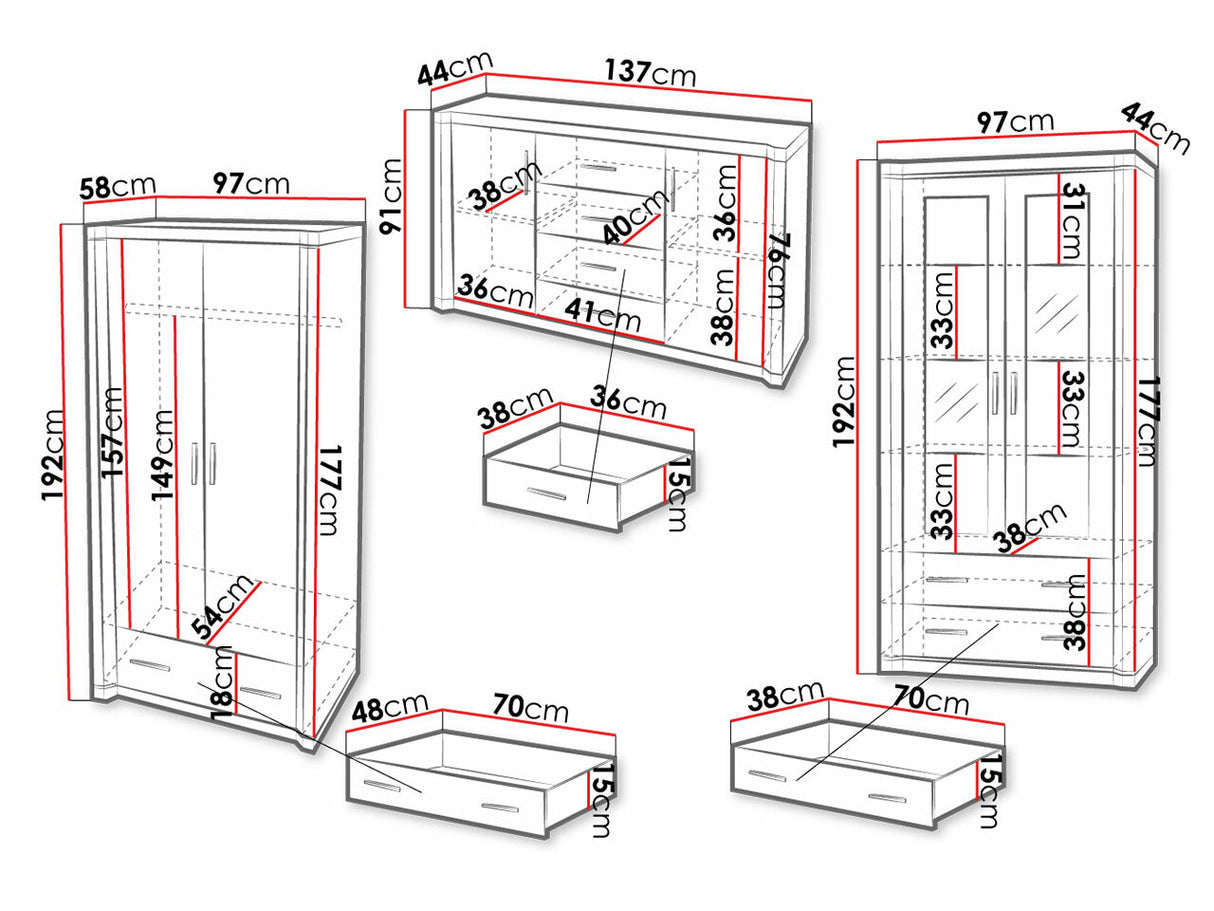 Nappali szett Dallas IV (Xavier) , Szín: Triufel tölgy, Led világítás: Nem, Könyvespolcok: Igen 4338468