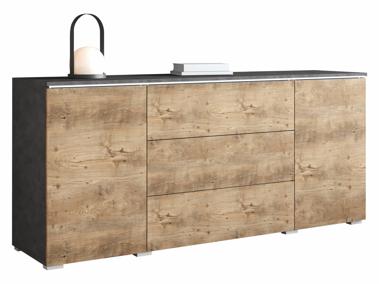 Komód VERA 150 (Sawoti), Szín: Matera szürke + Gesztenye, Led világítás: Igen RGB 4338623