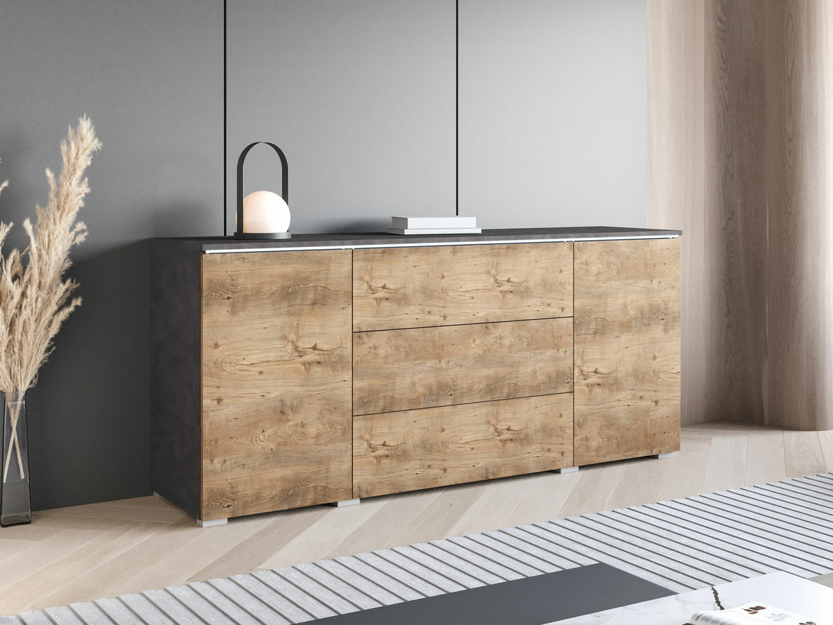 Komód VERA 150 (Sawoti), Szín: Matera szürke + Gesztenye, Led világítás: Igen RGB 4338624