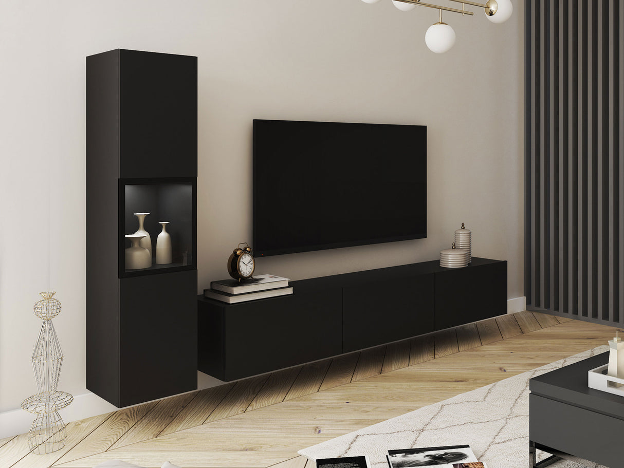 Nappali szett BERLIN I, Szín: Grafit, Led világítás: Igen