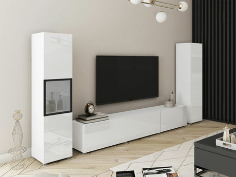 Nappali szett BERLIN III, Szín: Fehér + Fényes fehér, Led világítás: Nem