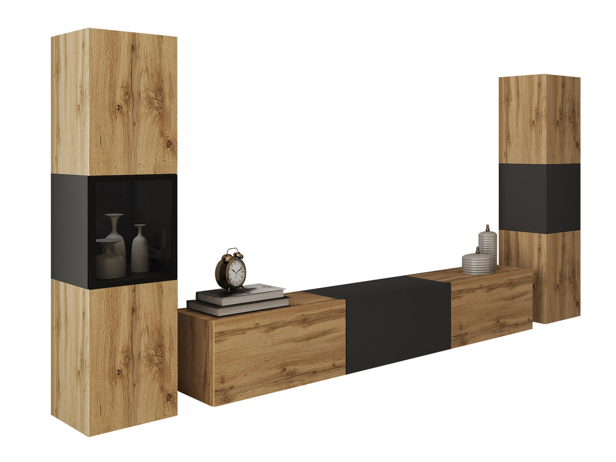Nappali szett BERLIN III, Szín: Wotan tölgy + Grafit, Led világítás: Nem
