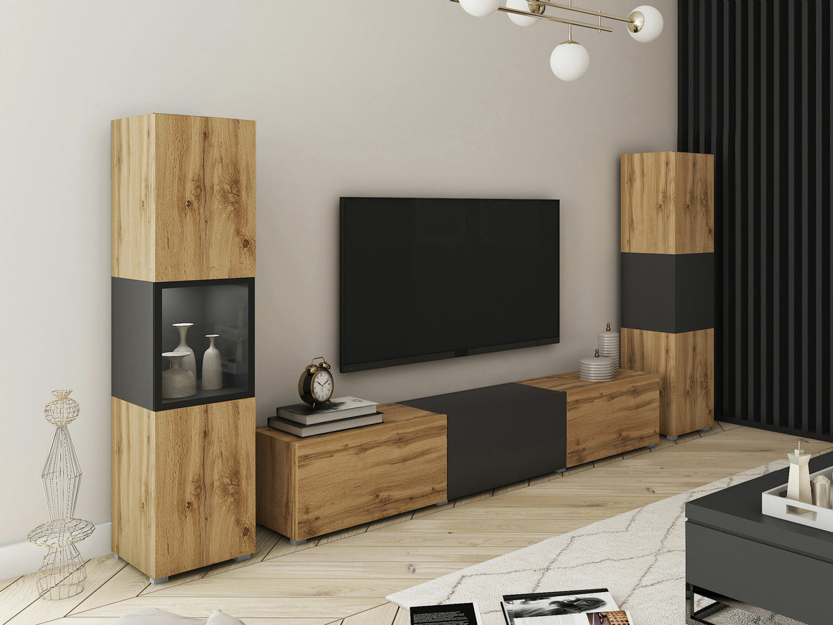 Nappali szett BERLIN III, Szín: Wotan tölgy + Grafit, Led világítás: Igen