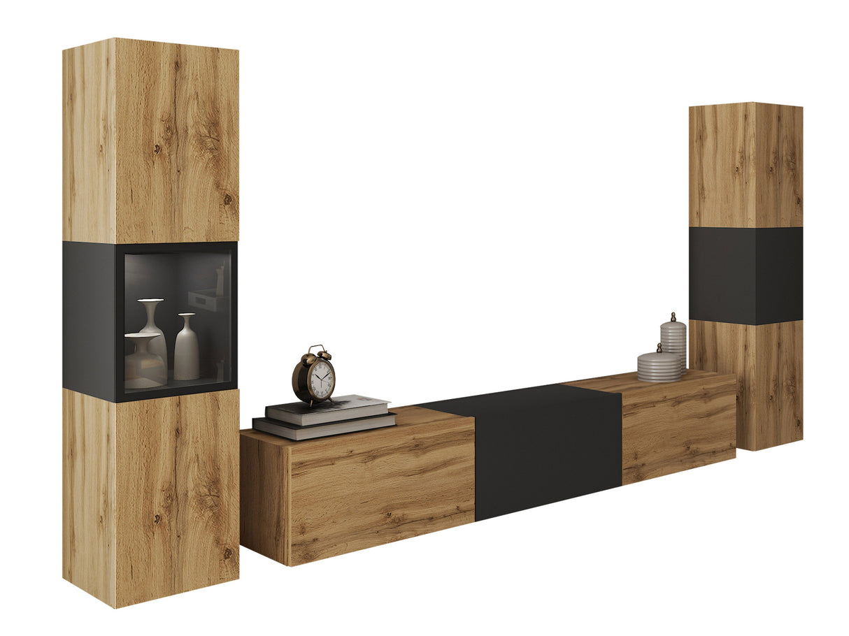 Nappali szett BERLIN III, Szín: Wotan tölgy + Grafit, Led világítás: Igen