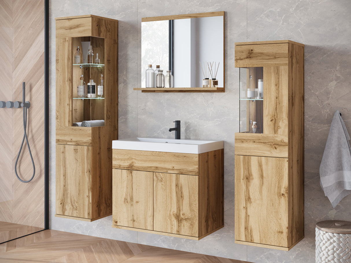 Fürdőszoba garnitúra z umywalką NAIROBI, Szín: Wotan tölgy, Led világítás: Igen