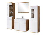 Fürdőszoba garnitúra z umywalką NAIROBI, Szín: Wotan tölgy + Fényes fehér, Led világítás: Nem