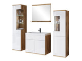 Fürdőszoba garnitúra z umywalką NAIROBI, Szín: Wotan tölgy + Fényes fehér, Led világítás: Igen