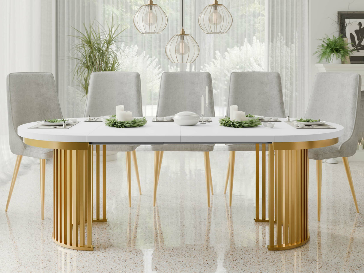 Asztal KOMO FI 100+(2X50), Szín: Fehér + Aranysárga