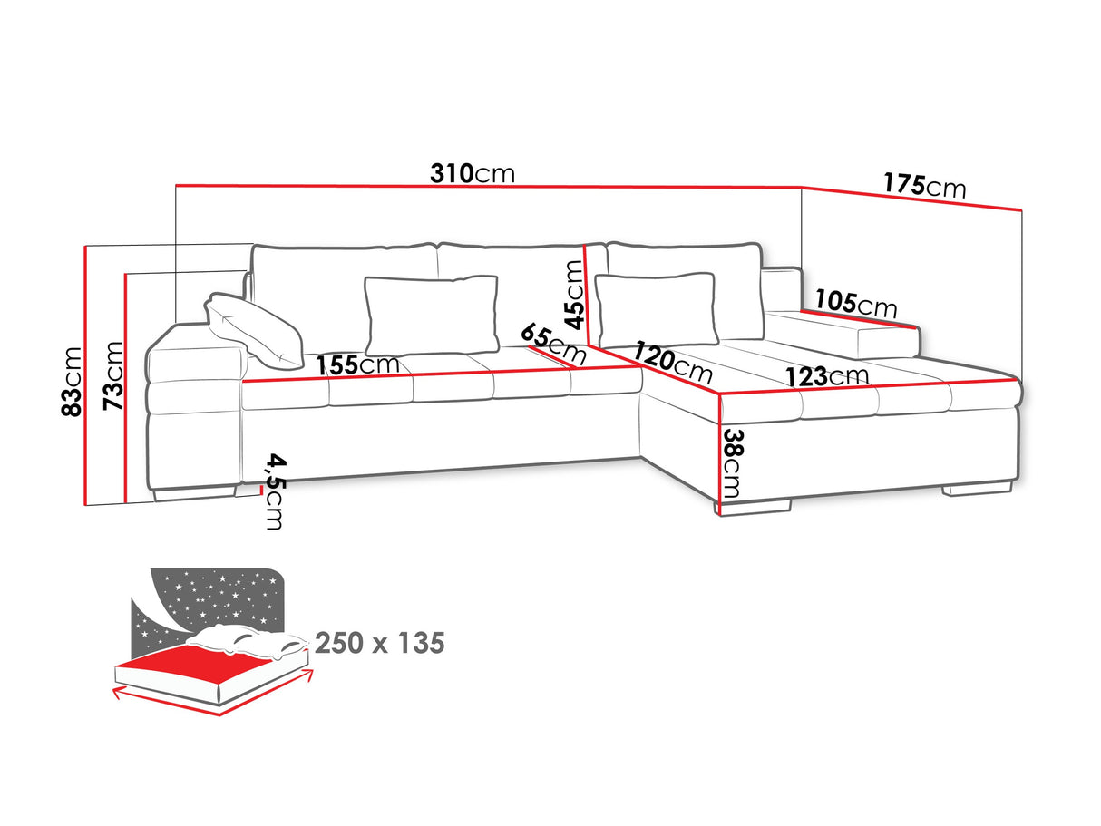 Sarokkanapé Bangkok (Kanton), Változatok: Bal, Szín: Nazar 225.05 + Muna 14
