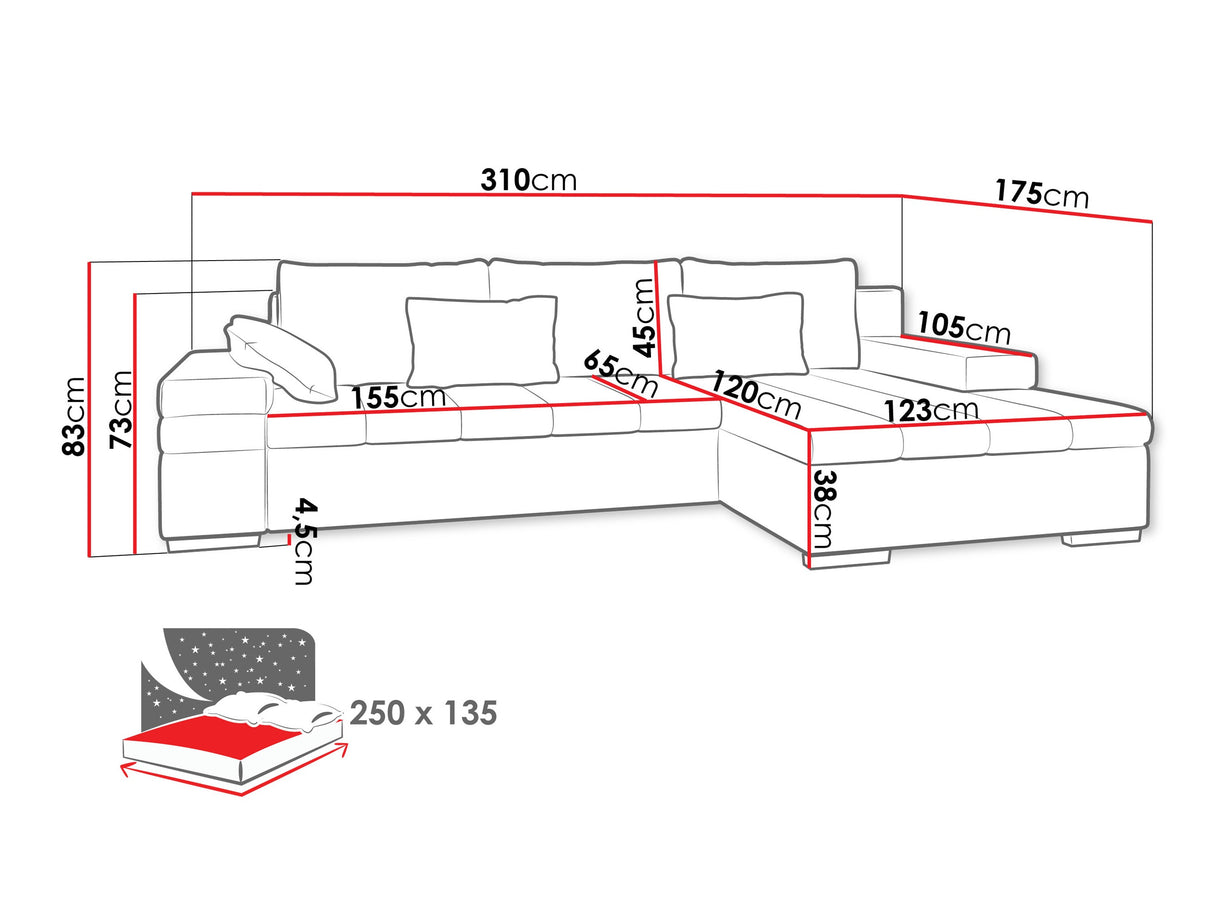 Sarokkanapé Bangkok (Kanton), Változatok: Jobb, Szín: Magic Velvet 2219 + Magic Velvet 2217
