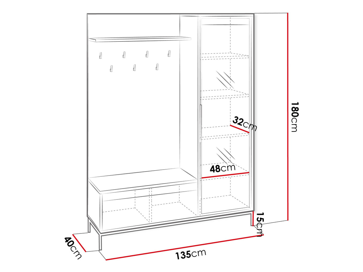 Előszoba garnitúra Garderoba 1D1K OZMI, Szín: