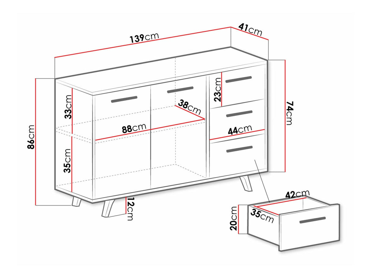 Komód BALI 2, Szín: Sonoma tölgy