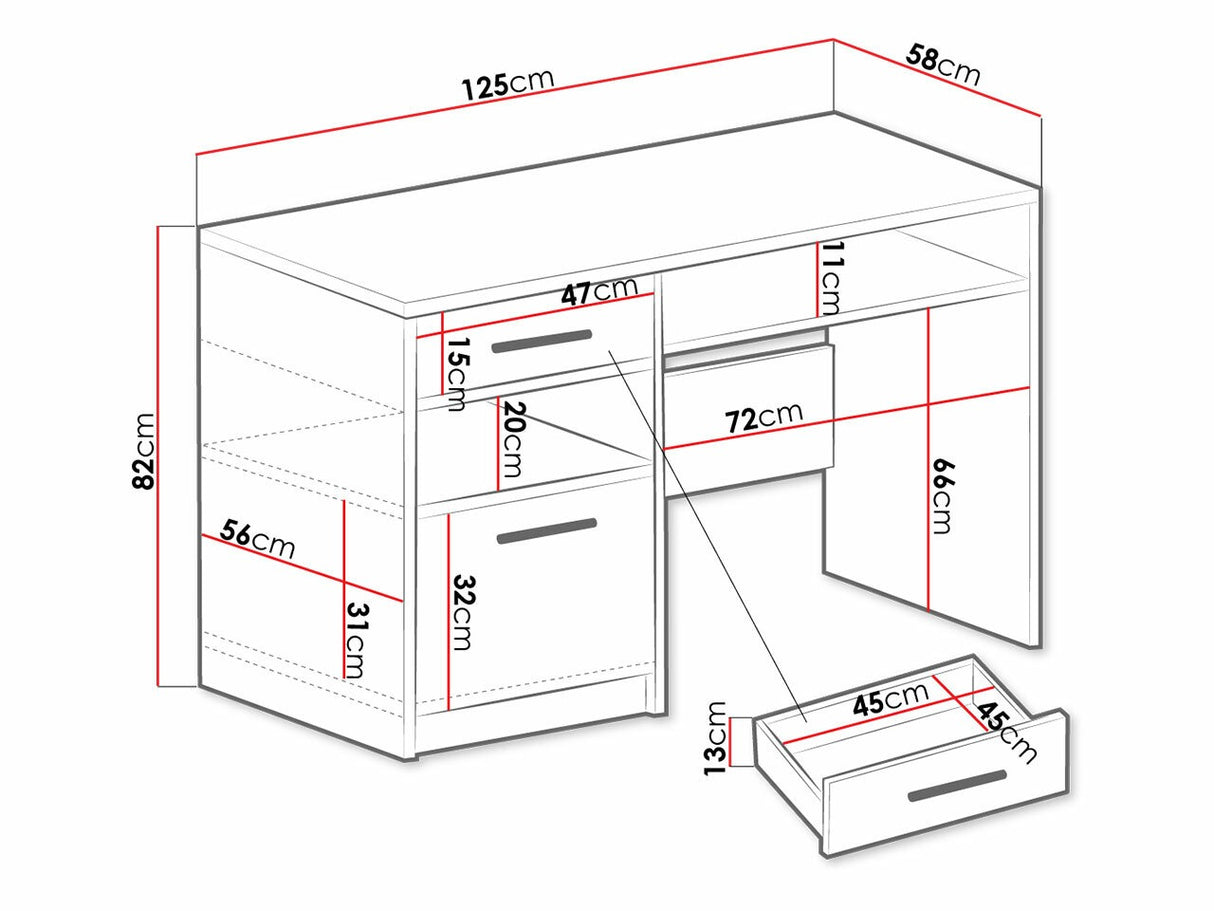 Íróasztal BALI, Szín: Grafit 4362403