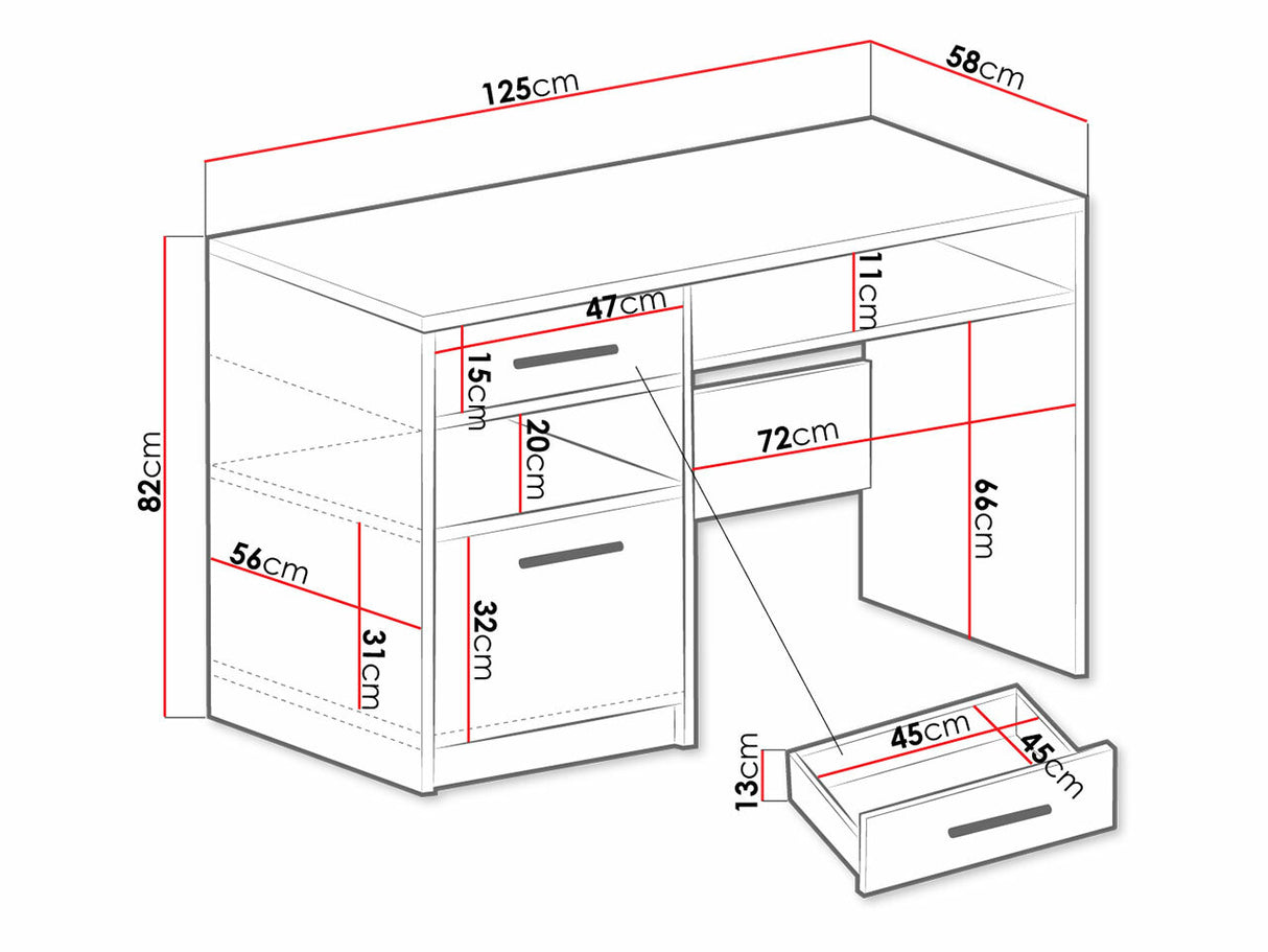 Íróasztal BALI, Szín: Sonoma tölgy 4362409