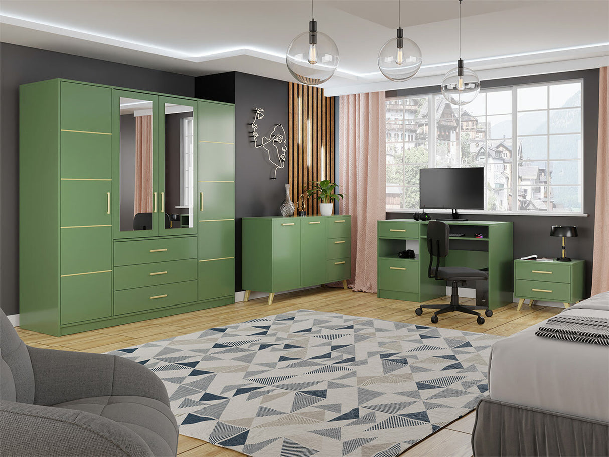 Éjjeliszekrény BALI, Szín: Zöld + Aranysárga 4362434