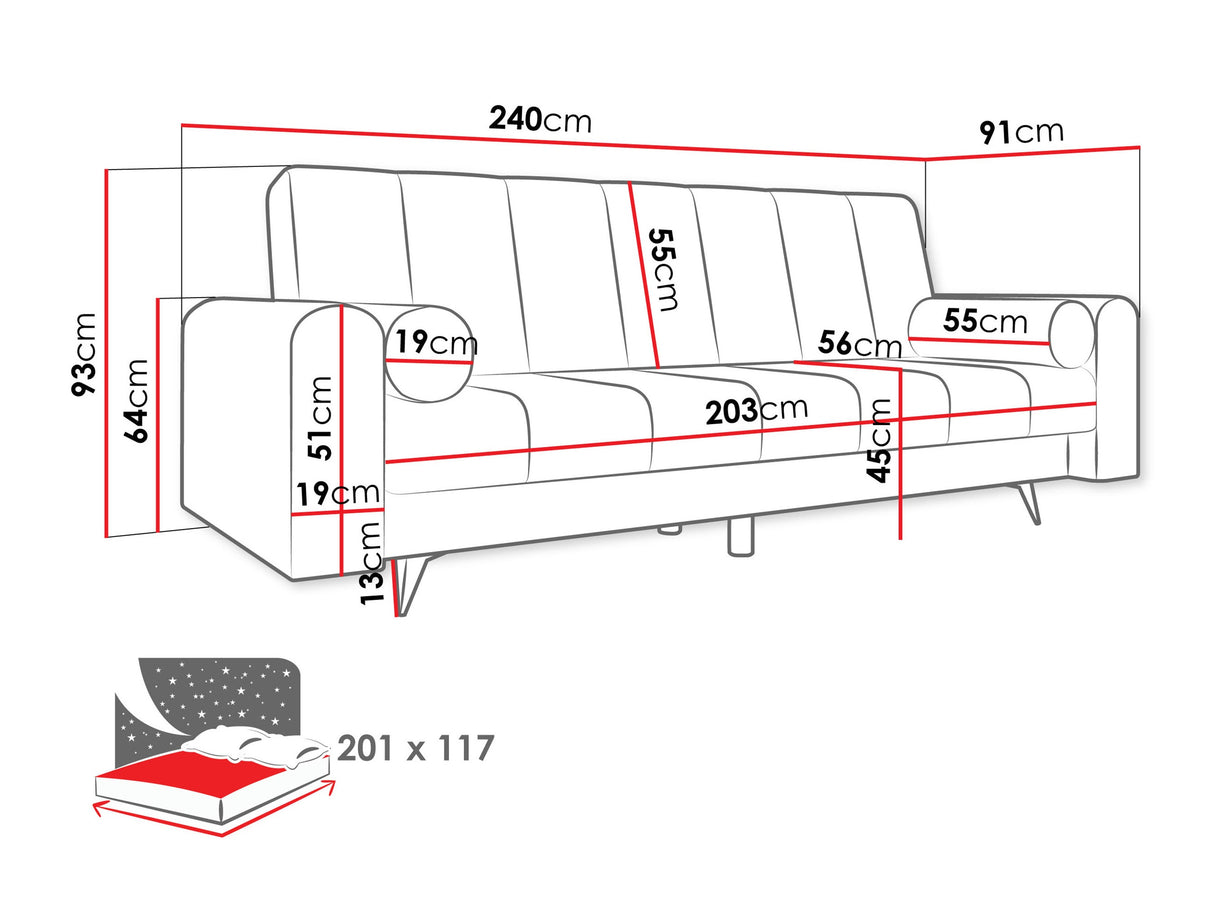 Kanapéágy Wersalka ZURI, Szín: Coral 45