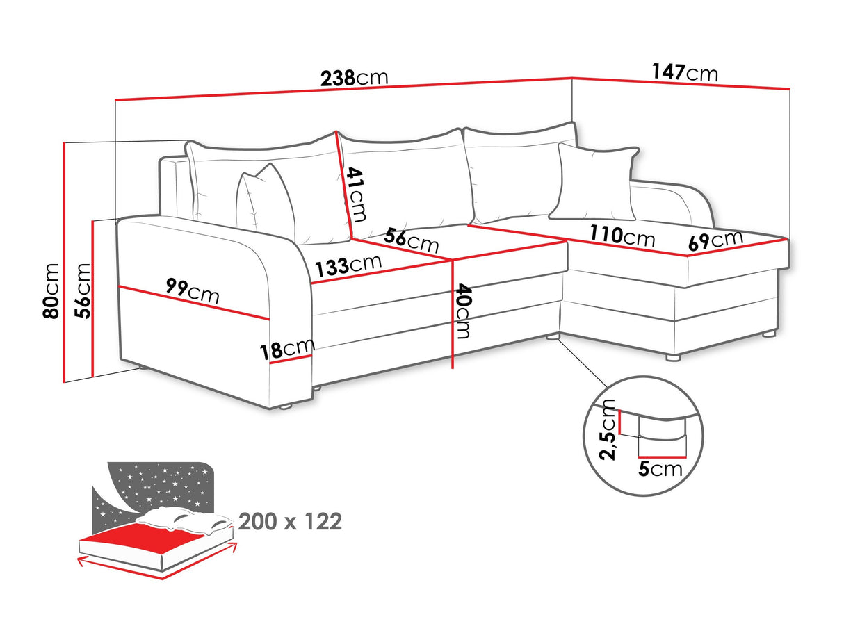 Sarokkanapé Kris (Dalmir Lux), Szín: Lambi 07