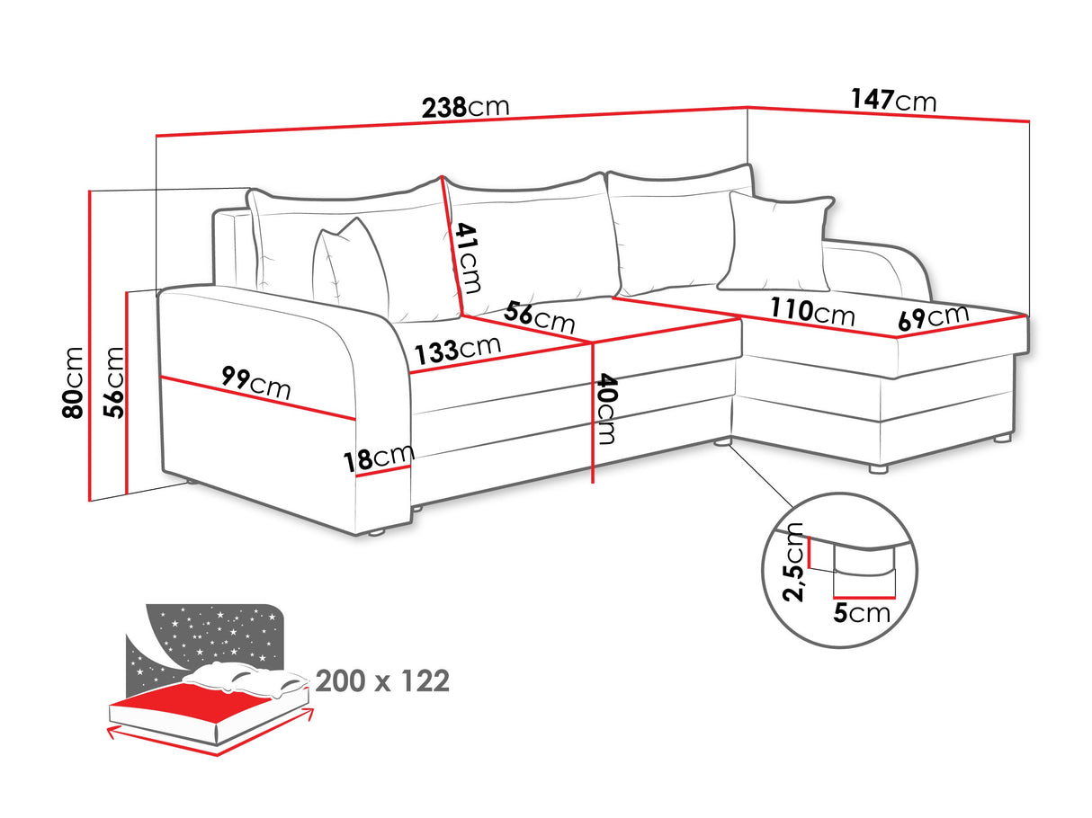Sarokkanapé Kris (Dalmir Lux), Szín: Flow 22