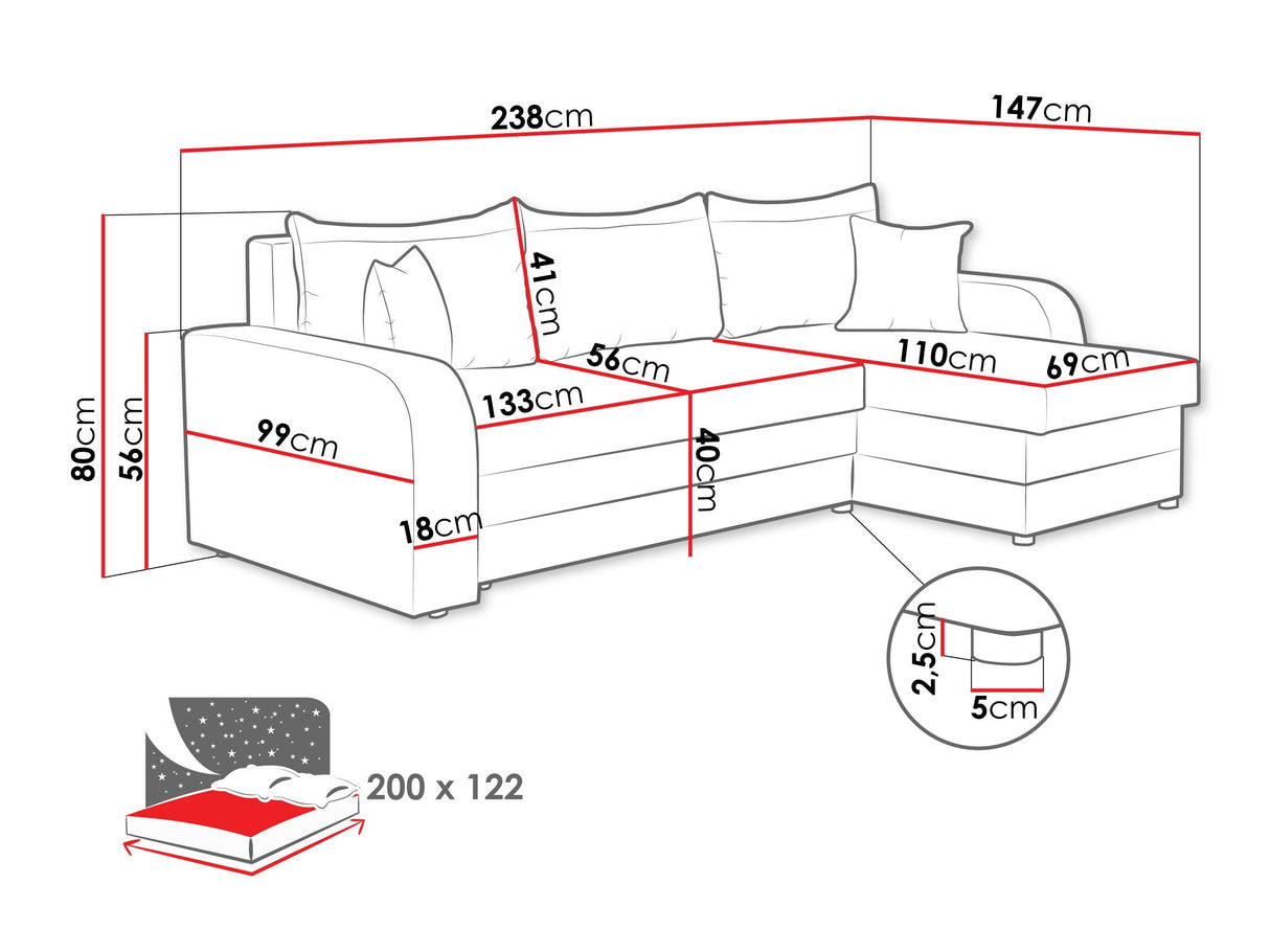 Sarokkanapé Kris (Dalmir Lux), Szín: Cruz 39