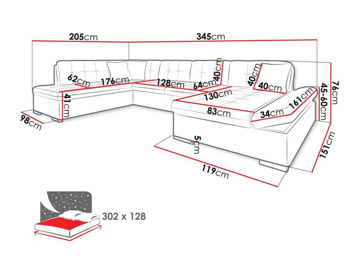 Sarokkanapé Bergen (Genero) Toptextil, Szín: Fragola 20, Változatok: Bal 4373589
