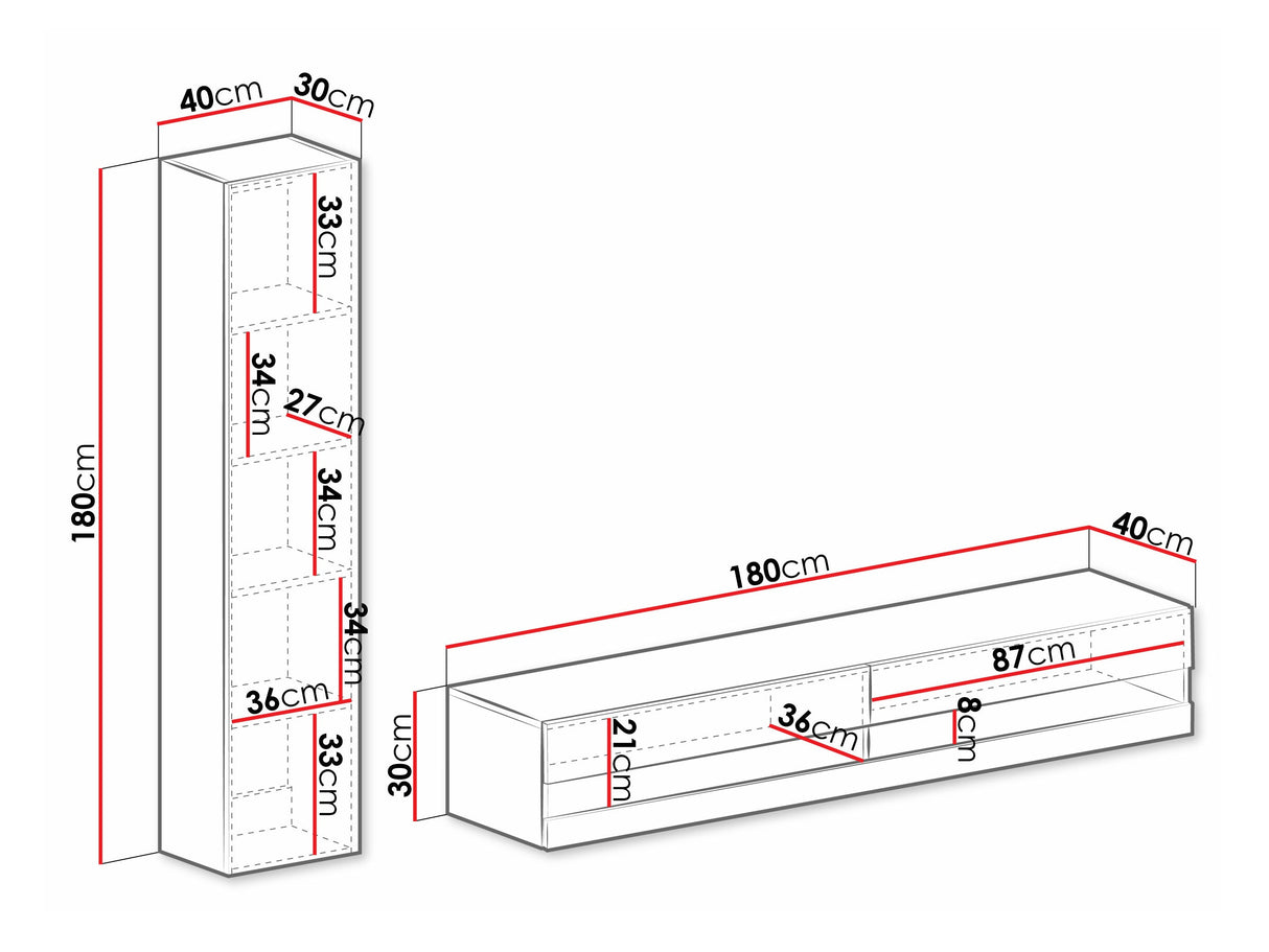 Nappali szett Vigo New IX, -világítás: Kék, Szín: Fehér + Fényes fehér 4374458
