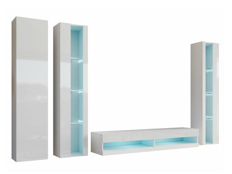 Nappali szett Vigo New VI, -világítás: Kék, Szín: Fehér + Fényes fehér 4374538