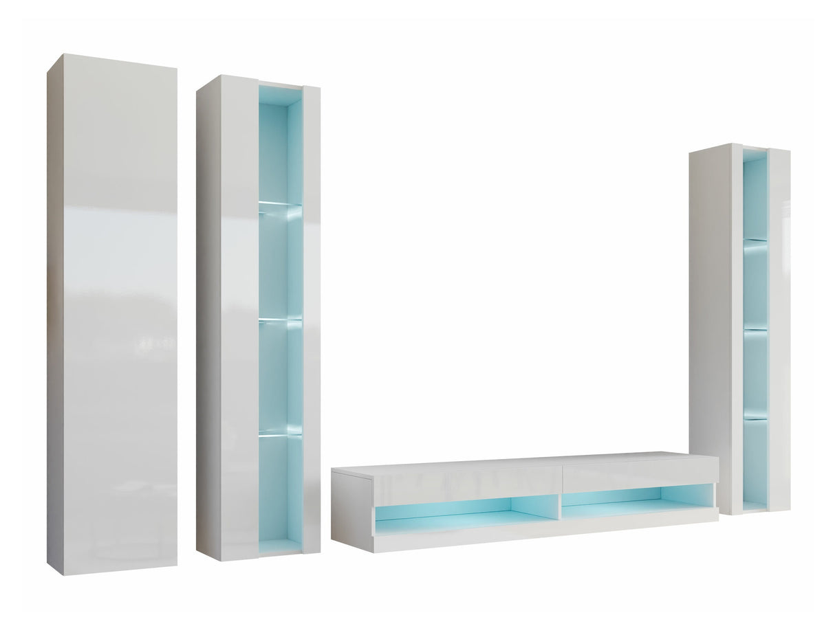 Nappali szett Vigo New VI, -világítás: Fehér, Szín: Fehér + Fényes fehér 4374569