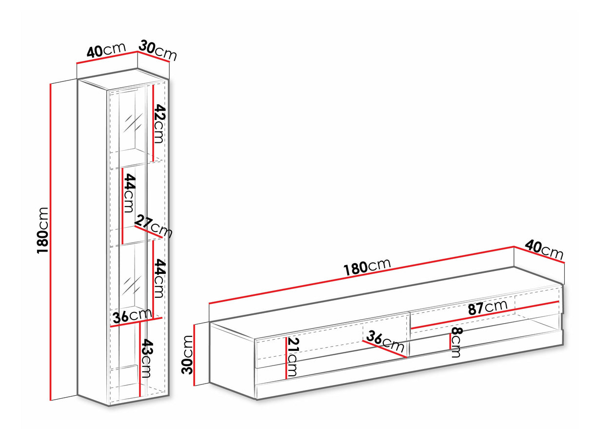 Nappali szett Vigo New VIII, -világítás: Fehér, Szín: Fehér + Fényes fehér 4374627