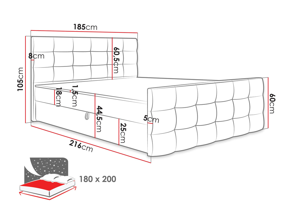 Kontinentális ágy Milanem 2 (Peregryn 2), Alvó felület mérete: 180 x 200 cm, Szín: Rico 20 4375452