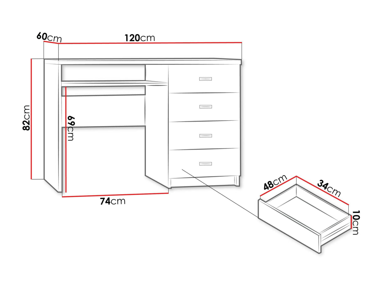 Íróasztal Indianapolis (Nadia N16), Szín: Sötét hamuszürke 4375972