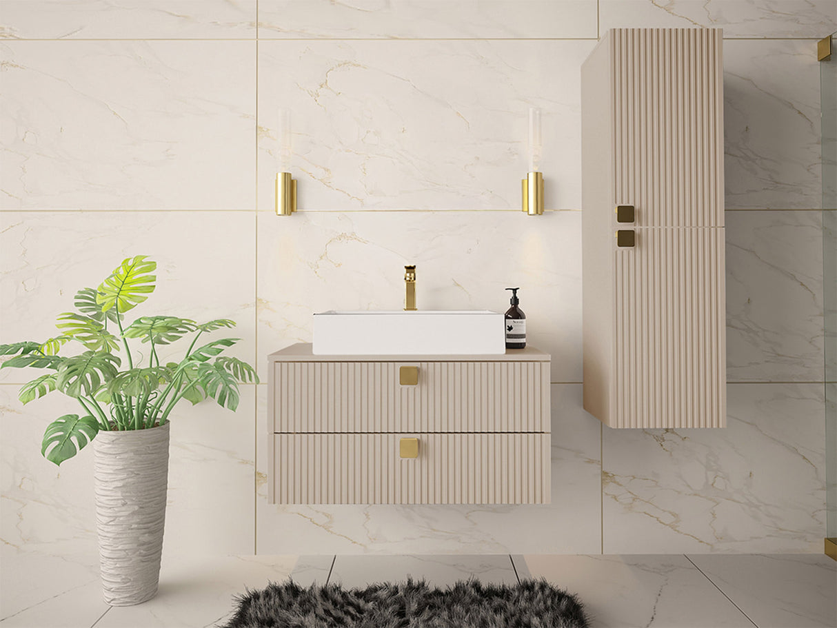 Fali fürdőszoba szekrény Słupek łazienkowy GARIANO 02 piasek pustyni (Világosbarna) 4376918