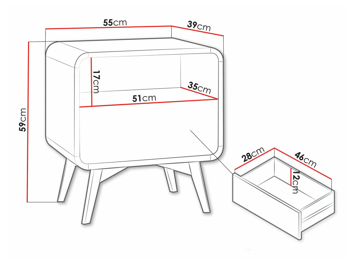 Éjjeliszekrény nemcny HELION S55 Warmia