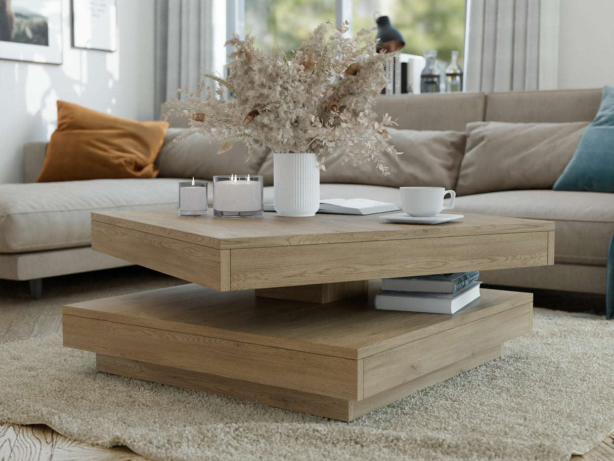 Kihajtható dohányzóasztal Nenani (Druzjan), Szín: Tölgy