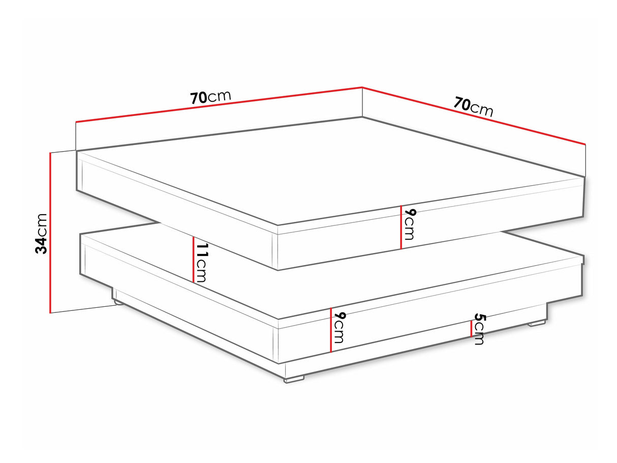 Kihajtható dohányzóasztal Nenani (Druzjan), Szín: Fehér 4381313