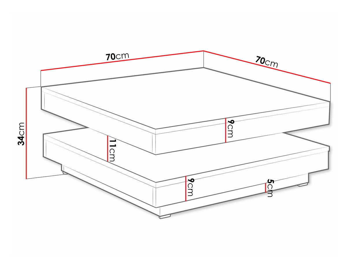 Kihajtható dohányzóasztal Nenani (Druzjan), Szín: Grafit + Wotan tölgy 4381314