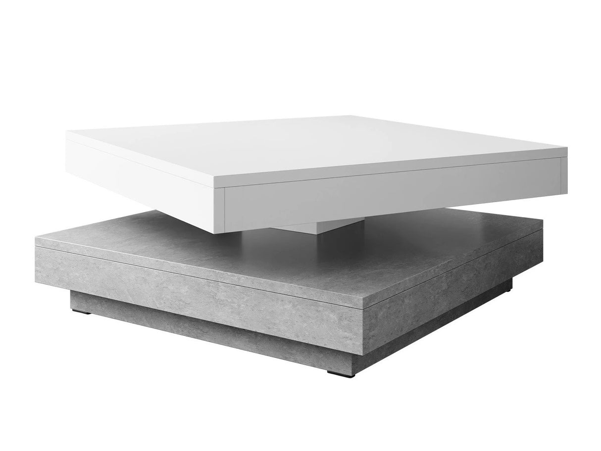 Kihajtható dohányzóasztal Nenani (Druzjan), Szín: Beton + Fehér 4381320