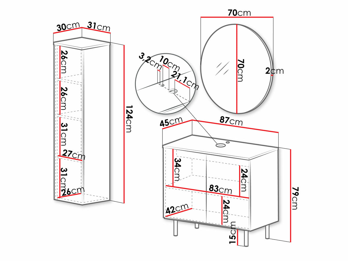 Fürdőszobai garnitúra NUBIA II, Szín:, Mosdókagyló: Nem 4393190