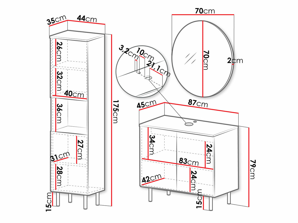 Fürdőszobai garnitúra NUBIA III, Szín:, Mosdókagyló: Nem 4393213