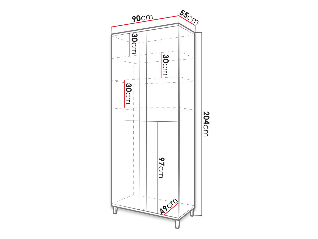 Gardróbszekrény MARCO (Anrok AR16), Szín: Fehér + Fényes fehér + Világos fa 4394369
